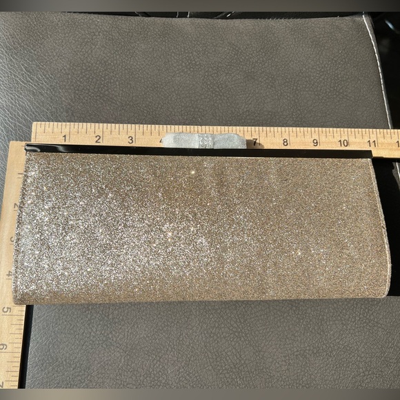 INC International Concept NWT Gold Clutch with Silver Rhinestone Bow - Picture 9 of 9